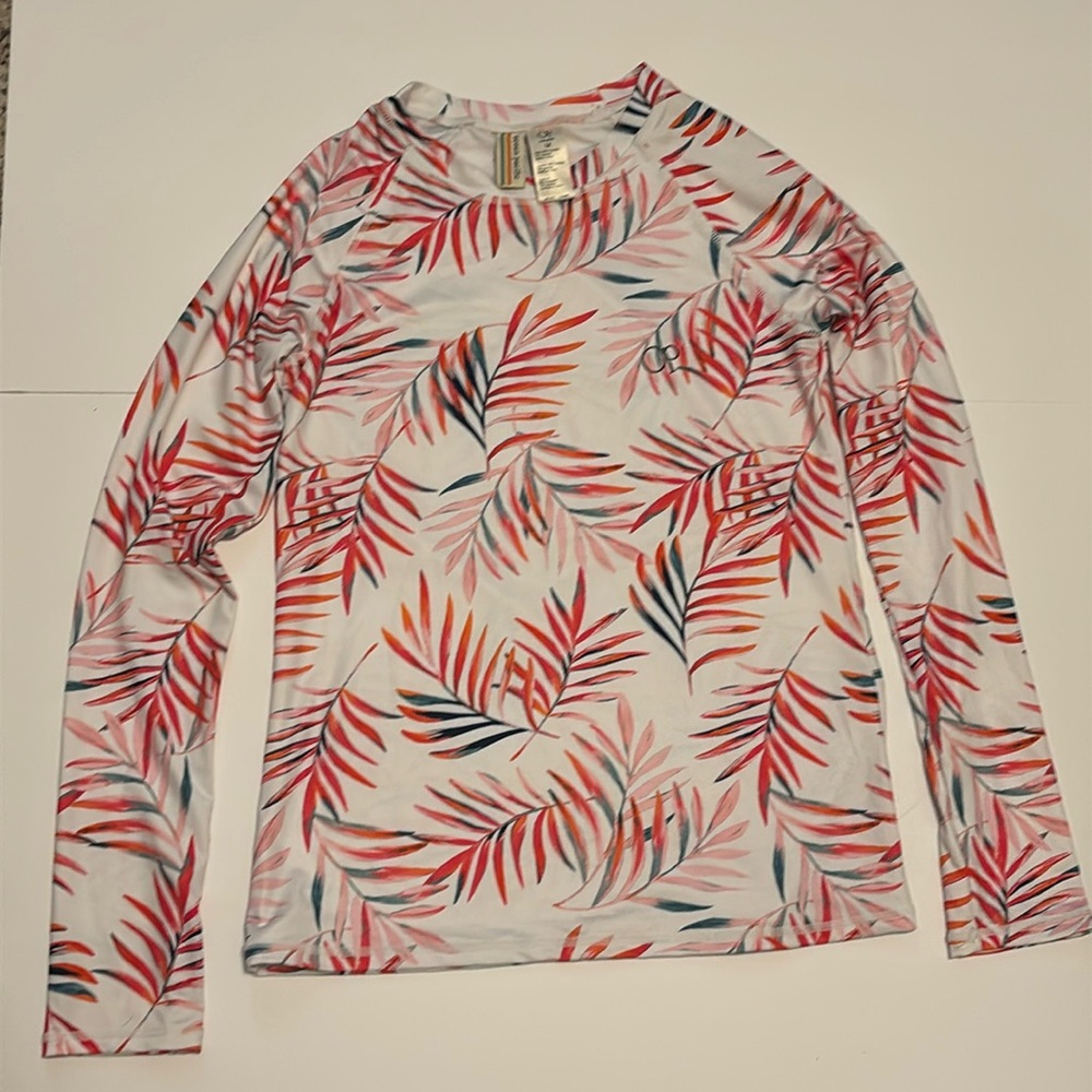 Vintage OP pink tropical sun shirt rash guard protective long sleeve women’s m